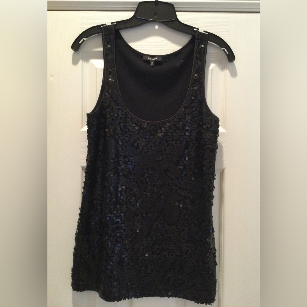 EXPRESS, Size Medium. Black, dressy tank top w/sequins.  FREE SHIPPING